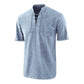T-shirt da uomo a maniche corte in lino con scollo a V vintage gotico