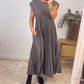 Pleated Simple Solid Color Dress