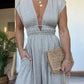 2024 NEW DEEP V HI LO HEM JUMPSUIT WITH POCKETS