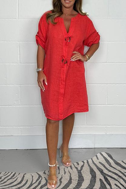 2024 New Plus Size Button Up Tunic Dress