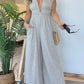 2024 NEW DEEP V HI LO HEM JUMPSUIT WITH POCKETS