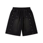 🩳Perfetti per la strada, vestibilità comoda ✨🖤Pantaloncini unisex a vestibilità ampia con dettagli in metallo