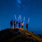 Bastoncini da trekking tattici luminosi – Bastoncini da escursionismo pieghevoli e leggeri con LED
