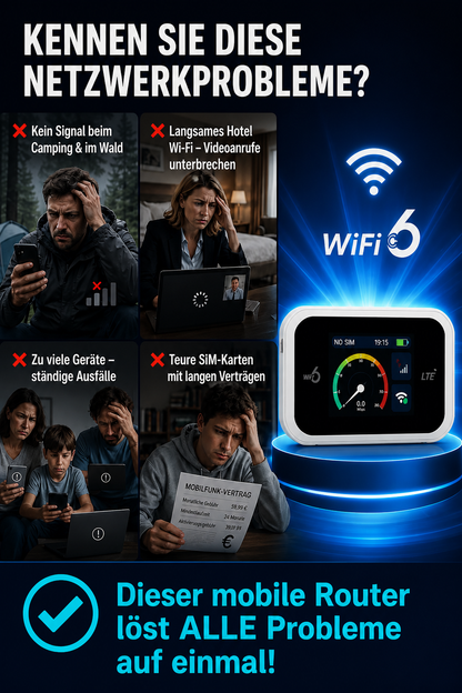 📶 OLTRE 100.000 UNITÀ VENDUTE! SCONTO DEL 50% – Router hotspot WiFi 6 LTE portatile – Senza contratti a lungo termine, connessione di rete stabile per il campeggio, i viaggi e la casa