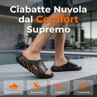 ☁️🦶 Pantofole in memory foam | Supporto per l'arco plantare, antiscivolo, adatte all'uso su superfici asciutte e bagnate, facili da indossare e togliere, eleganti e versatili