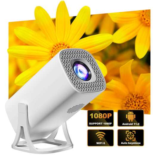 [Holycode] Proiettore Portatile Esterno con WiFi e Bluetooth, Mirroring Schermo Wireless per Uso Domestico ed Esterno, Mini Proiettore 4K con Audio 4K