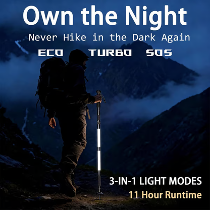 Bastoncini da trekking tattici luminosi – Bastoncini da escursionismo pieghevoli e leggeri con LED