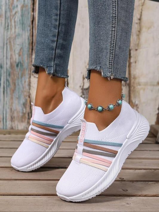 Sneakers slip-on da donna in mesh traspirante