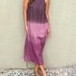 Women's casual cotton and linen sleeveless slit gradient tie-dye long dress