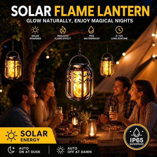 ☀️ Lanterna solare con fiamma tremolante – impermeabile e automatica – luce calda e realistica, perfetta per terrazze, giardini o vialetti – nessun cavo necessario 🌙