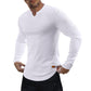 Top uomo sportivo lunga costine 🔥 – Scollatura a V, manica lunga, traspirante per palestra/casual