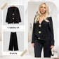 Maglione con Bottoni da Donna e Pantaloni a Gamba Larga Set di 2 Pezzi