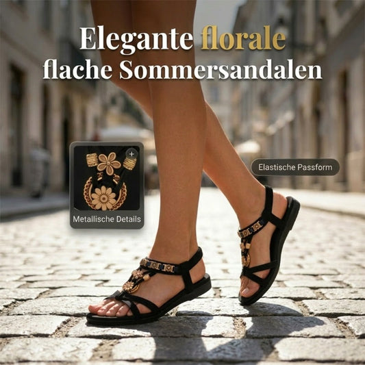 👡 50% DI SCONTO! 🌼 Sandali Piatti da Donna – Punta Tonda, Traspiranti & Decoro Floreale – Cinturino alla Caviglia Regolabile – Ideali per Spiaggia, Passeggiate o Uso Quotidiano ✨