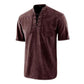 T-shirt da uomo a maniche corte in lino con scollo a V vintage gotico