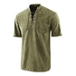 T-shirt da uomo a maniche corte in lino con scollo a V vintage gotico