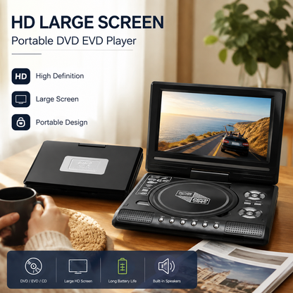 📺 7.8" Lettore DVD/EVD Portatile HD – Schermo Grande, Ricaricabile & Compatibile con DVD/CD/USB/SD – Perfetto per Casa e Viaggi 🔥 65% DI SCONTO
