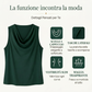 ⏰50% DI SCONTO ORA! 👗 Elegante Abito Slim Fit con Scollo a Cowl – Senza maniche, tasche laterali e versatile – Drappeggio valorizzante, perfetto per il lavoro o le serate – Comodo e chic ✨🌸