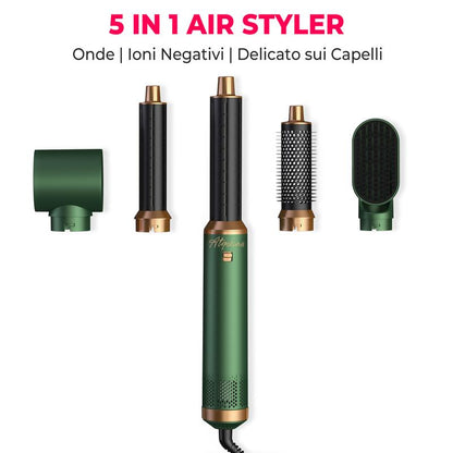 Airstyler 5 in 1, asciugacapelli con ioni negativi, styler magico, spazzole termiche Foehn, spazzola dritta, barra riccia, set di spazzole ad aria calda