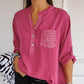 Women's Sequin Patchwork V-neck Shirt