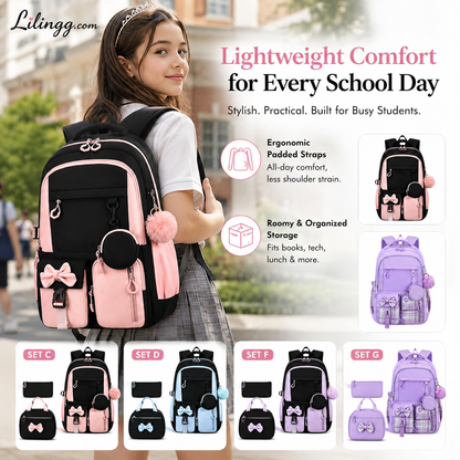 🎠🎒 50% DI SCONTO! ⚡Zaino Scolastico Leggero con Fiocco – Idrorepellente e Antifurto!