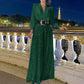 New Fashion V-neck Long Sleeve Shirt with Elegant Waist Slimming and Wide-leg Sequins