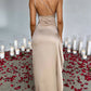 👗🌸 2025 Nuovo design senso temperamento sexy spalla slash split abito in raso, perfetta combinazione di eleganza e sensualità!