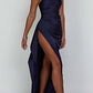 👗🌸 2025 Nuovo design senso temperamento sexy spalla slash split abito in raso, perfetta combinazione di eleganza e sensualità!