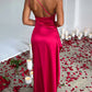👗🌸 2025 Nuovo design senso temperamento sexy spalla slash split abito in raso, perfetta combinazione di eleganza e sensualità!
