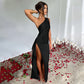 👗🌸 2025 Nuovo design senso temperamento sexy spalla slash split abito in raso, perfetta combinazione di eleganza e sensualità!