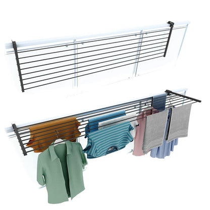 Stendino da Balcone Ribaltabile, Stendibiancheria da Ringhiera Esterno Resistente in Acciaio inox e alluminio, per terrazzi, balconi e ringhiere