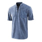 T-shirt da uomo a maniche corte in lino con scollo a V vintage gotico