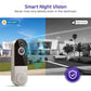 Telecamera video wireless con riconoscimento facciale AI, Wi‑Fi a 2,4 GHz, audio bidirezionale, batteria ricaricabile, visione notturna, notifiche in tempo reale, rilevamento del movimento, impermeabile secondo lo standard IP65