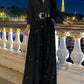 New Fashion V-neck Long Sleeve Shirt with Elegant Waist Slimming and Wide-leg Sequins