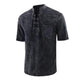 T-shirt da uomo a maniche corte in lino con scollo a V vintage gotico