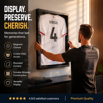 🧥Cornice Espositiva in Legno per Maglia Sportiva (Porta Magnetica) – Conserva il Tuo Sudore e il Tuo Amore in Perfette Condizioni!