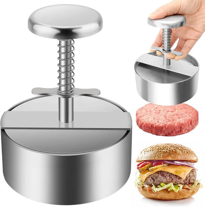 🍔 Pressa per Hamburger in Acciaio Inox 304 – Antiaderente | Bordi Rifiniti | Lavabile in Lavastoviglie | Diametri 80-140 mm | Per Hamburger Fatti in Casa & Feste 🛡️🔥