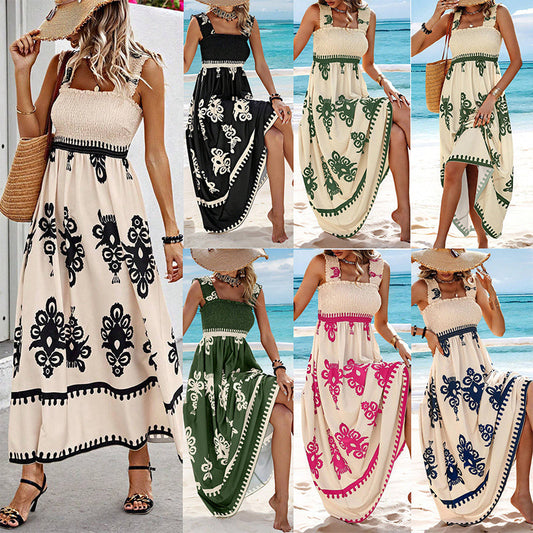 ☀️ Women's Summer Print Summer Print Sleeveless Sleeveless Flowing Long Dress 👗