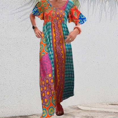 🌷Limited Time Offer 50%OFF💞Women’s Bohemian Patchwork Colorful Maxi Dress