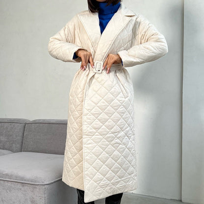 ❄️Winter-Specials❄️Women's Warm Diamond Lattice Coat with Belt