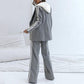 Donna Casual Grigio Blazer Top & Wide-Leg Pantaloni Set 2 pezzi