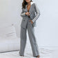 Donna Casual Grigio Blazer Top & Wide-Leg Pantaloni Set 2 pezzi