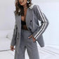 Donna Casual Grigio Blazer Top & Wide-Leg Pantaloni Set 2 pezzi