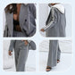Donna Casual Grigio Blazer Top & Wide-Leg Pantaloni Set 2 pezzi