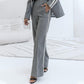 Donna Casual Grigio Blazer Top & Wide-Leg Pantaloni Set 2 pezzi