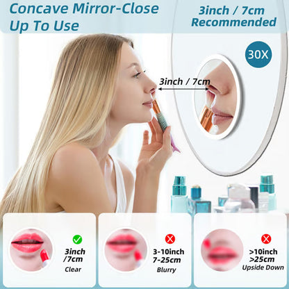 Specchio per il trucco ricaricabile con luce e ingrandimento