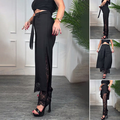 💋🎉 57% di sconto sulla vendita 🌹  Pantaloni a gamba larga foderati di pizzo sexy donna - pizzo elegante, taglio elegante, mostrare le curve affascinanti!