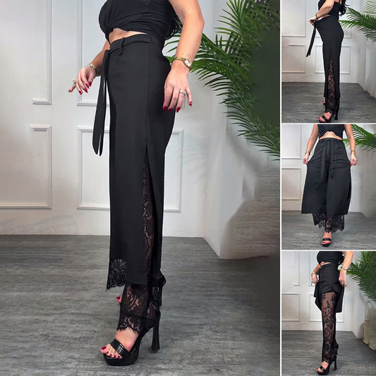 💋🎉 57% di sconto sulla vendita 🌹  Pantaloni a gamba larga foderati di pizzo sexy donna - pizzo elegante, taglio elegante, mostrare le curve affascinanti!