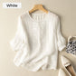 👚 50% DI SCONTO! 🌿 Camicia da Donna Leggera con Ricamo in Cotone e Lino Traspirante – Fresca e Ariosa – Perfetta per Estate e Vacanze – Manica Corta & Girocollo ✨