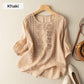 👚 50% DI SCONTO! 🌿 Camicia da Donna Leggera con Ricamo in Cotone e Lino Traspirante – Fresca e Ariosa – Perfetta per Estate e Vacanze – Manica Corta & Girocollo ✨