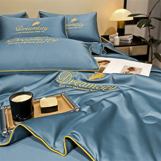 🛏️ 💤Saldi imperdibili - 50% di sconto ❄️ Set da letto estivo in seta ghiacciata, quattro pezzi🛏️